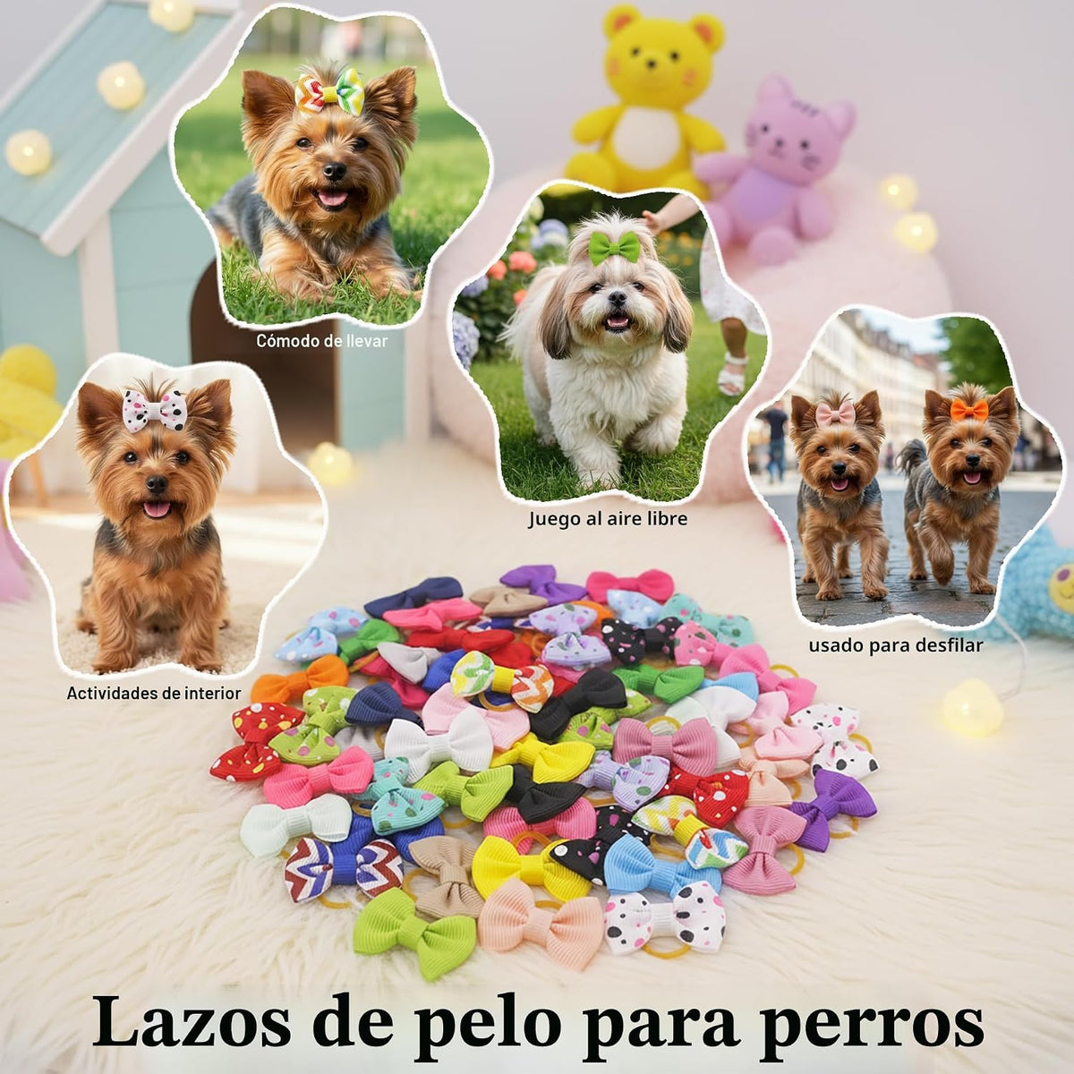 Lazos para el pelo de cachorros, bandas de goma mini para perros pe...