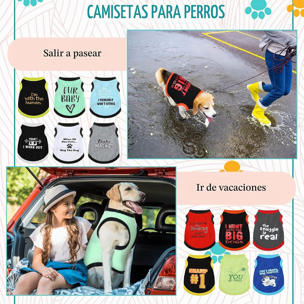 Bbto 12 camisas para perro, ropa de verano impresa para cachorros,...