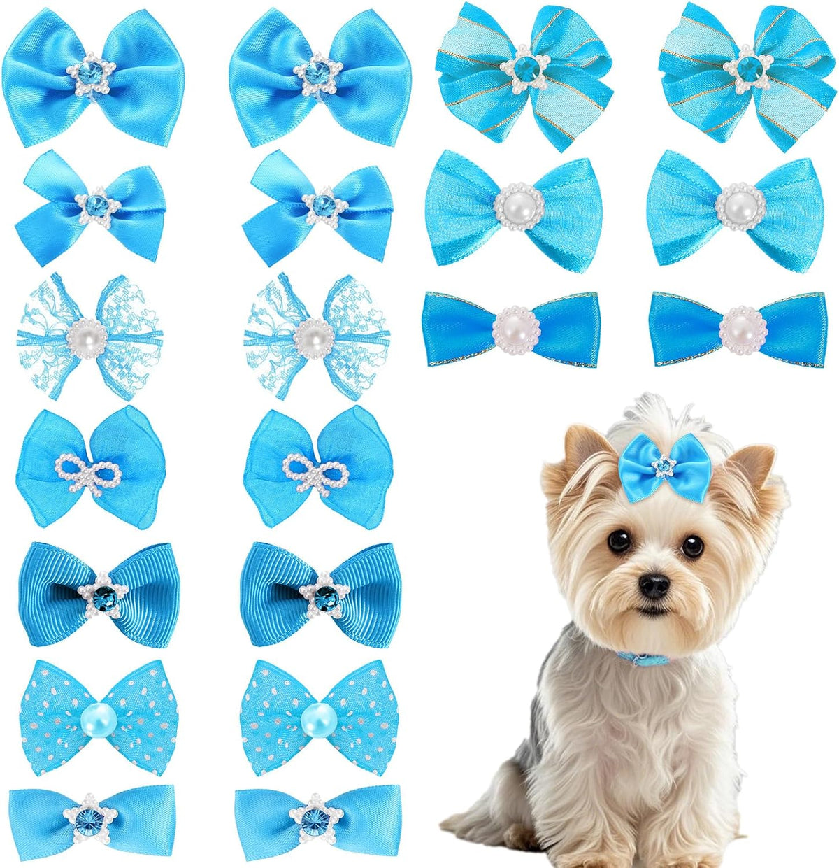20 unidades de lindos lazos para el pelo de perro con bandas de gom...