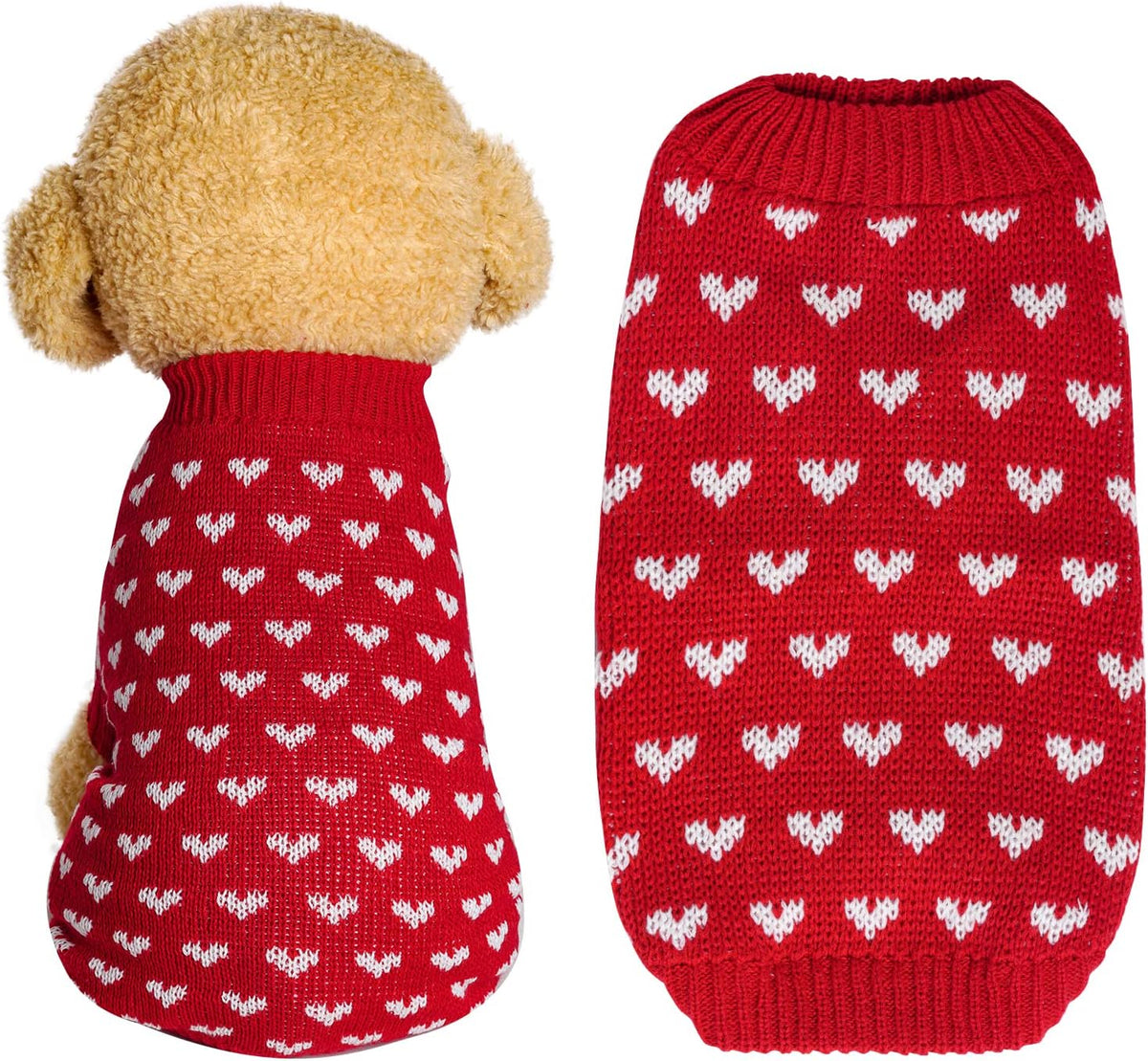 Dxhycc Suéter de punto para perro, suéter con corazón para perro, s...