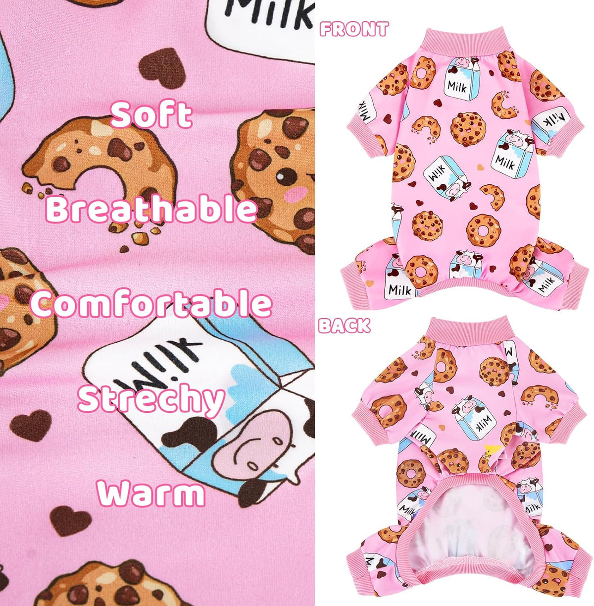XPUDAC 4 Piezas Pijamas para Perro Suaves y Elásticos Monos para Ca...