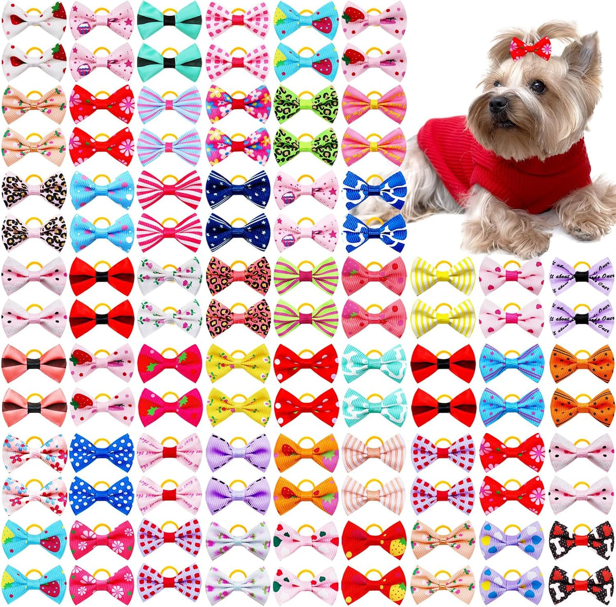 Senniea 100 unidades de lindos moños pequeños para cachorros, lazos...