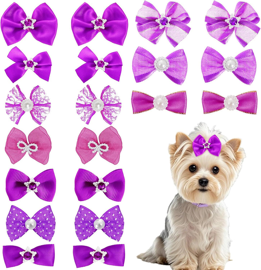 20 unidades de lindos moños para el pelo de perro con bandas de gom...