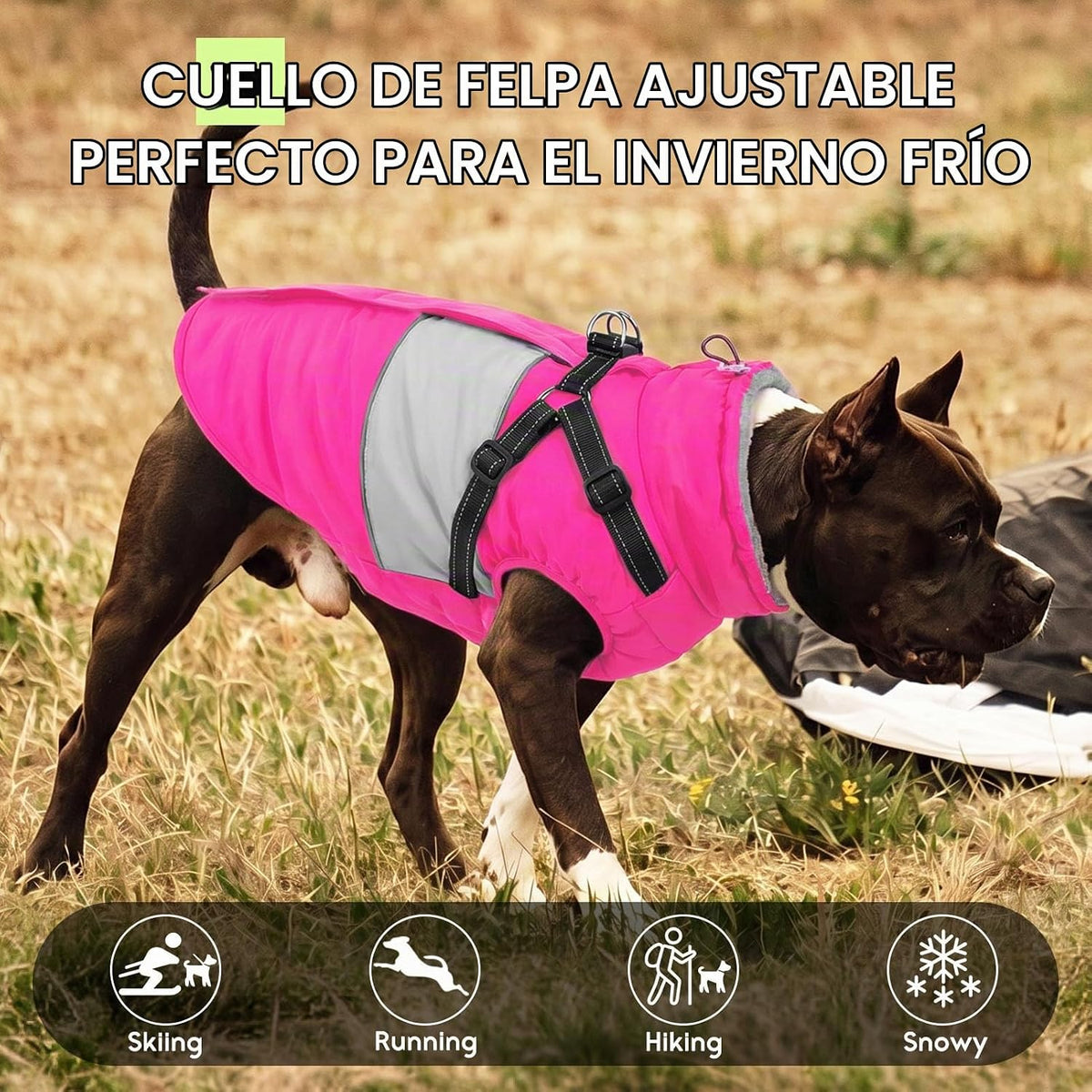 SUNFURA Abrigo para perro pequeño con arnés integrado, chaqueta cál...