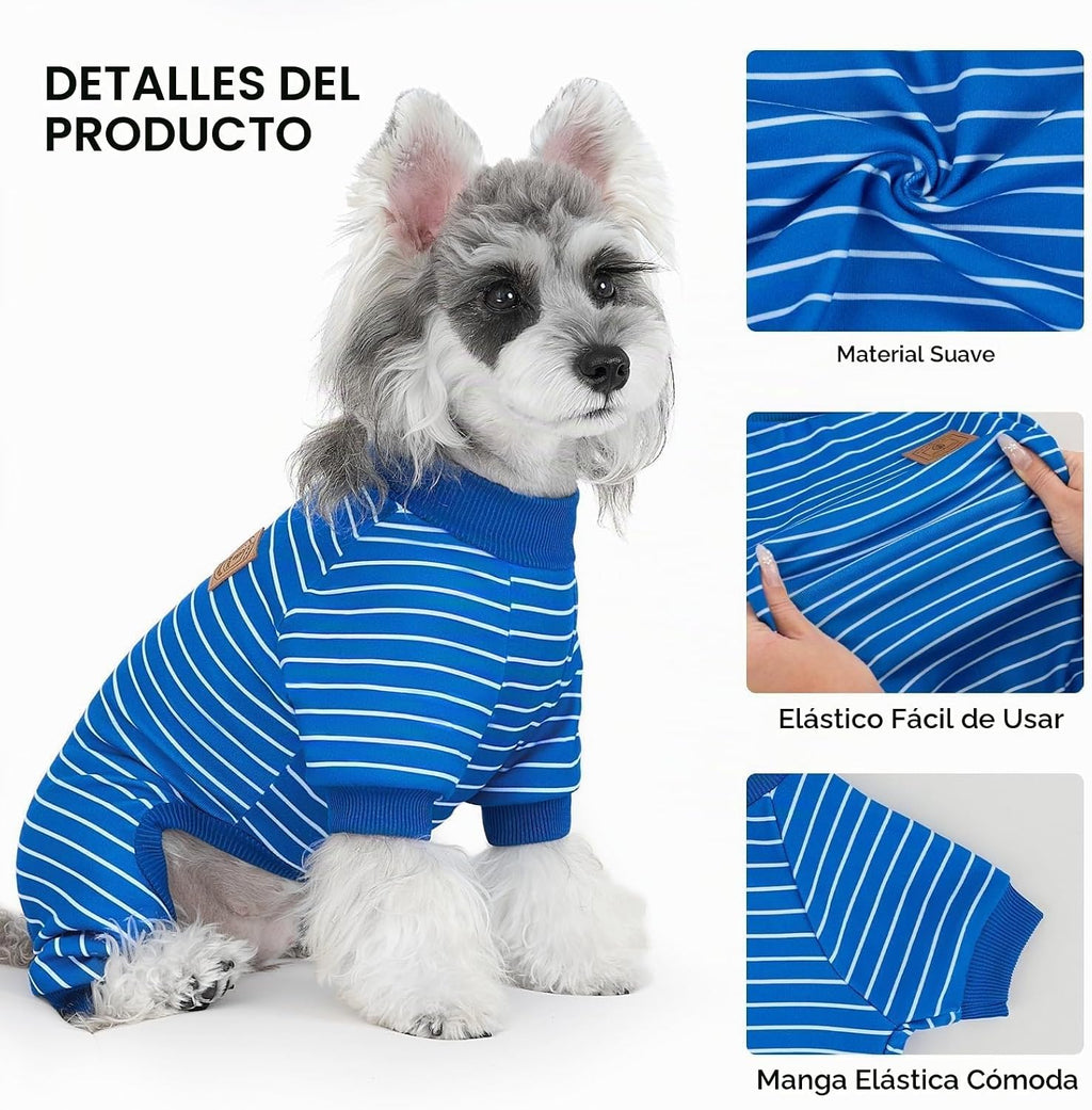 XPUDAC Paquete de 4 pijamas a rayas para perros, ropa para perros p...