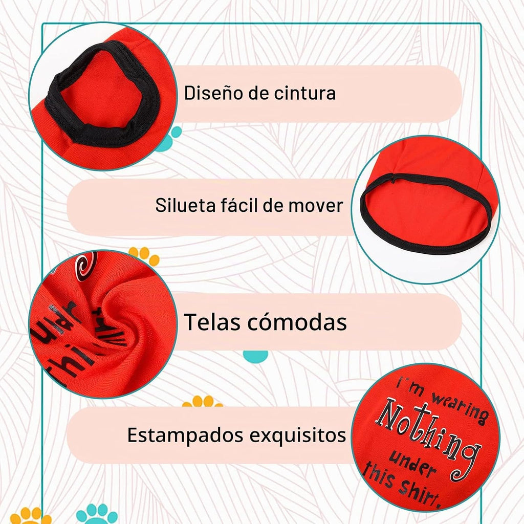 12 piezas de camisas para perros con letras divertidas impresas, ro...