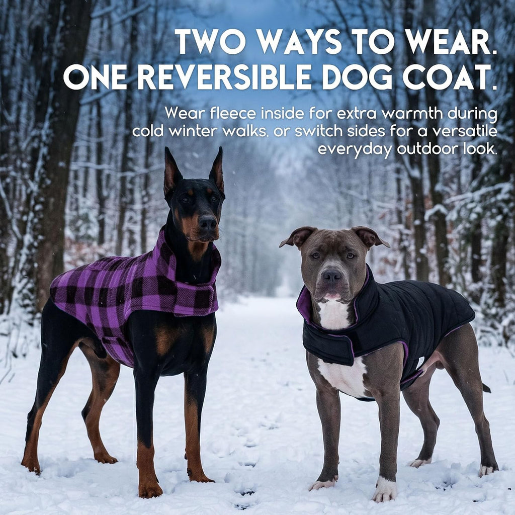 Asenku - Abrigo de invierno para perros, diseño a cuadros reversibl...