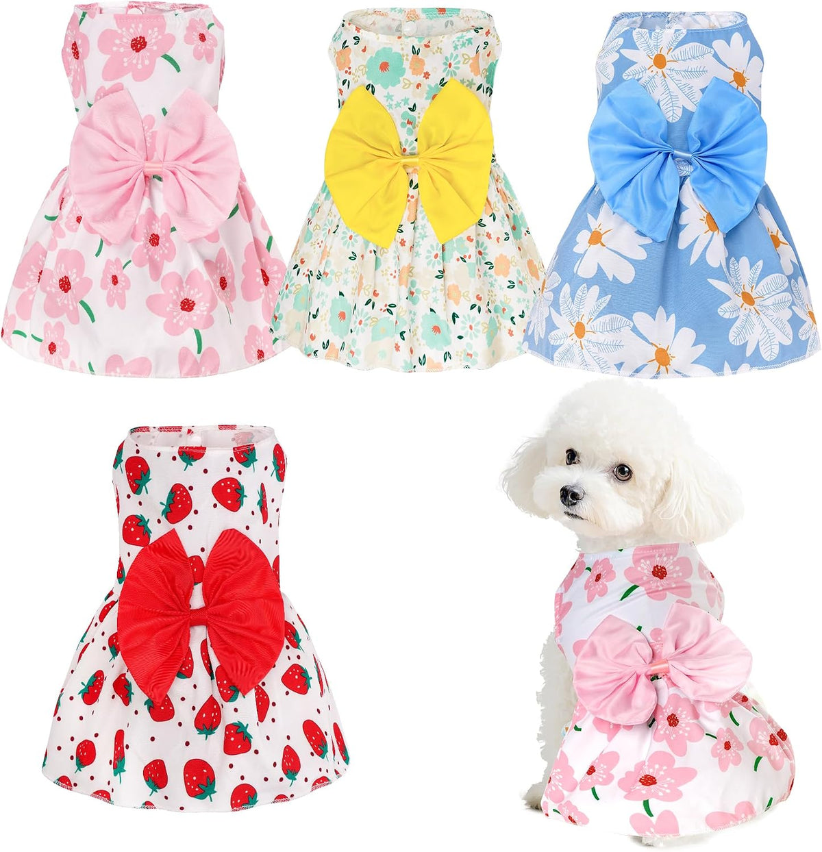 choyaxo 4 piezas lindo vestido para perro, vestido para mascotas, f...
