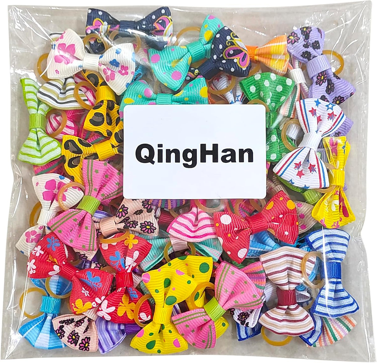 QingHan - Lazos para el pelo de cachorros y perros: con bandas de g...
