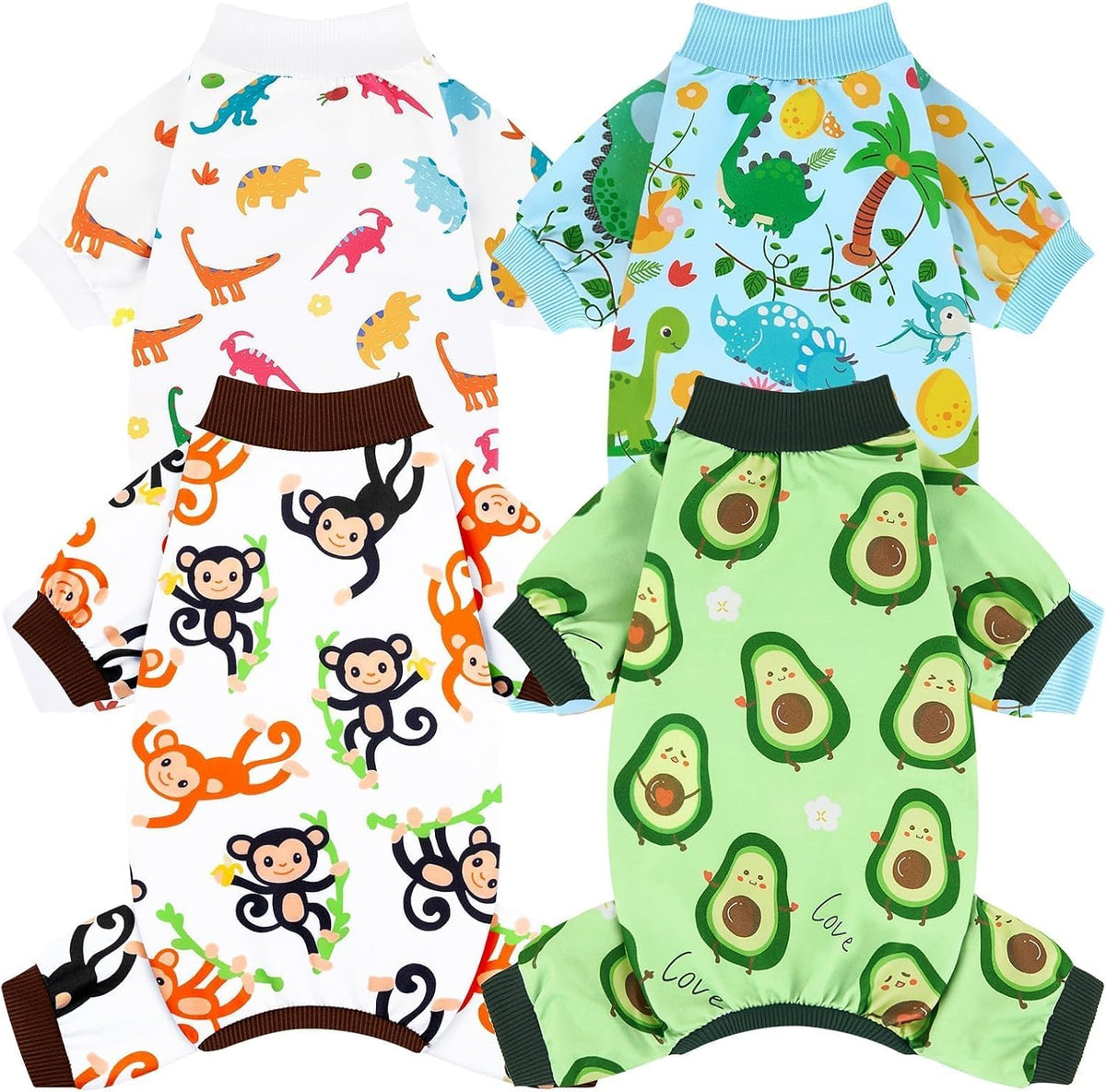 XPUDAC Paquete de 4 pijamas para perros, ropa suave y elástica de v...