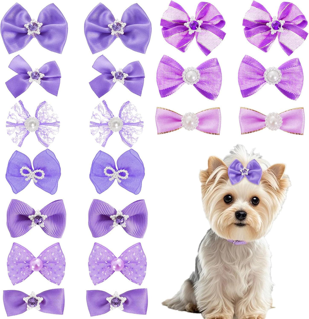 20 unidades de lindos moños para el pelo de perro con bandas de gom...