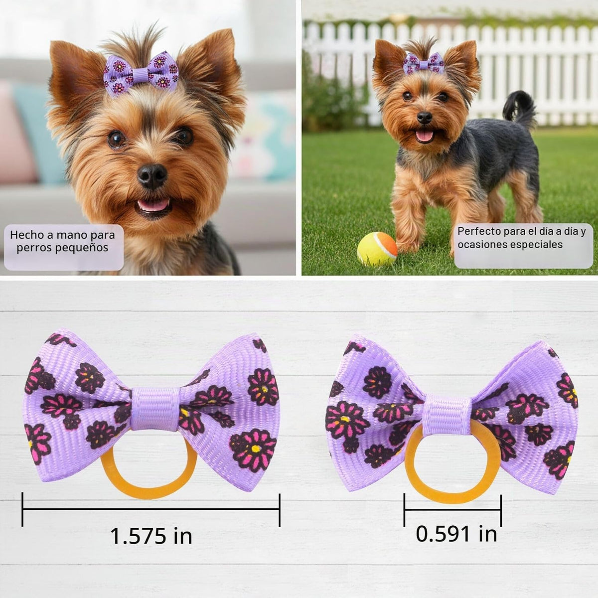 QingHan - Lazos para el pelo de cachorros y perros: con bandas de g...