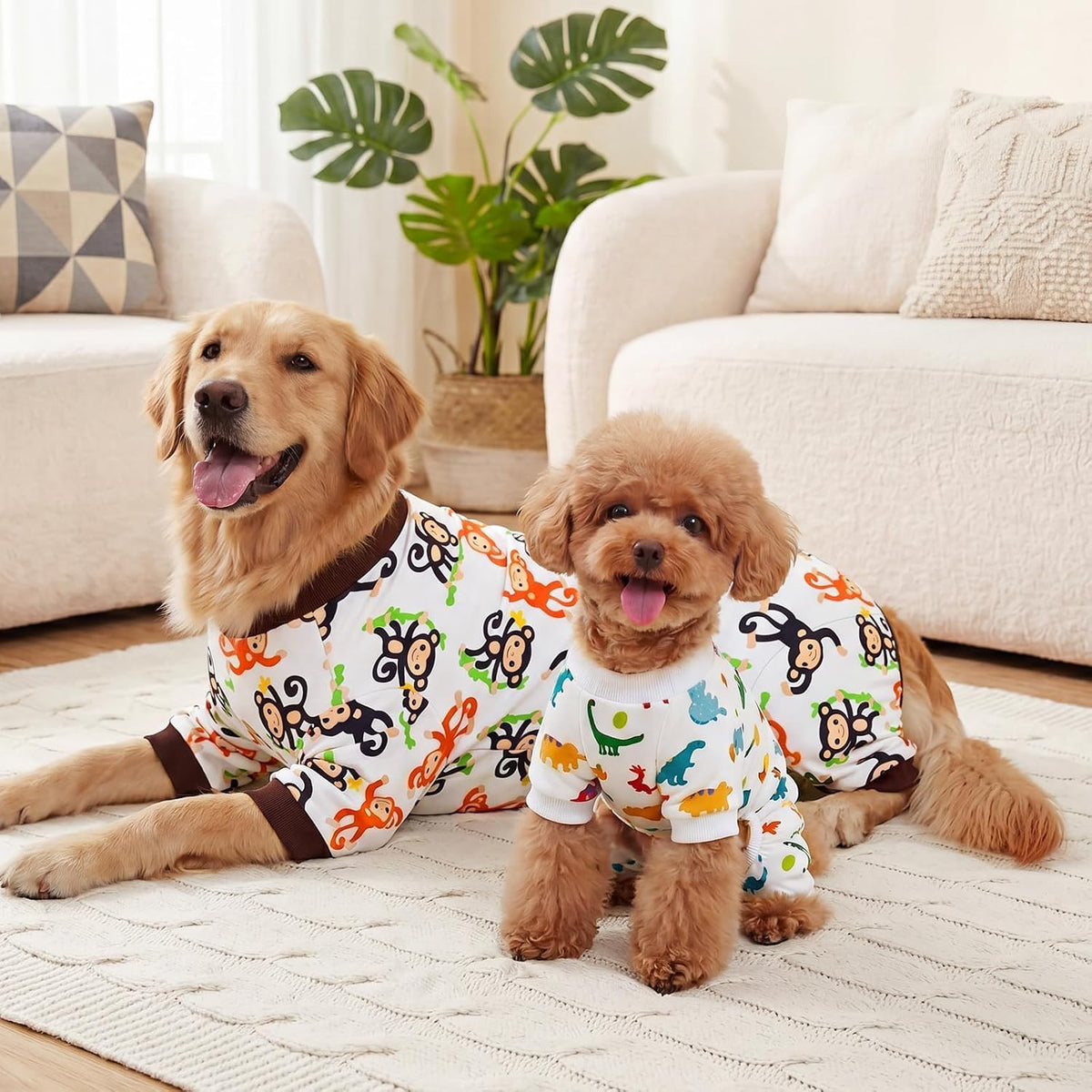 XPUDAC Paquete de 4 pijamas para perros, ropa suave y elástica de v...