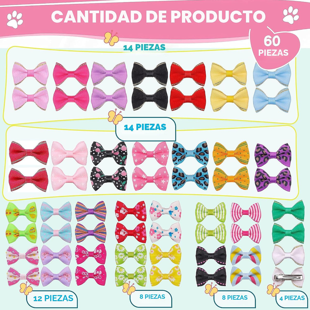 YAKA 60 unidades (30 Paris) Lindos lazos para el pelo con lazos peq...
